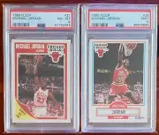 LOT OF (2) 1989 FLEER MICHAEL JORDAN #21 PSA 8 AND 1990 FLEER JORDAN #26 PSA 9