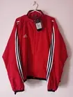 Adidas Track Jacket Mens Large Red Black White Zip Up Striped Mesh Lined 2004
