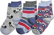 [Jefferies Socks] Little Boys' Rescue Vehicles Crew (Pack of 3)