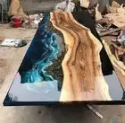 Walnut Wood Deep Ocean Sea and Waves Dining Table, Kitchen, Coffee, Office Table