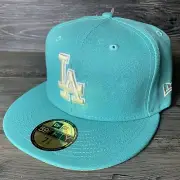 New Era Los Angeles Dodgers Mint LA Sidepatch 59fifty Fitted Cap Size 7 5/8