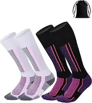 [RUNTOO MU] Ski Socks Men Women Long, Calf Length Snowboard Socks, Warm Thermal Socks for Snowboarding, Snow, Winter, Thermal Knee-high Warm Socks, Hunting