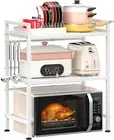 Microwave Oven Rack, Adjustable Shelf Organizer 3-Tiers with 3 Hooks, & 160Lbs C