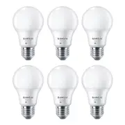 6x Sansai Home/Office LED 595lm Screw In Light Bulb A60 7W E27 Cool White 6500K