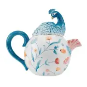 Fitz and Floyd Gracie Ceramic Peacock Teapot, 1 Quart