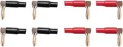 IsMwav 8Pcs 4mm Banana Plug Speaker Wires Connector Adapter 24K Gold Plated Screw Type Pure Copper Right Angle Banana Plugs