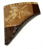 13 PIPES FLUTE NATURAL BAMBOO TUNABLE NAZCA LINES DESIGN FROM PERU CASE INCLUDED