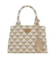 Prada Symbole Embroidered Top Handle Bag One size Beige/Chalk White