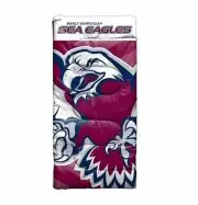 124091 MANLY SEA EAGLES NRL TEAM KIDS POLYESTER SLEEPING BAG WITH CARRY CASE