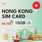 travSIM SIM Card for Hong Kong | 30 Days - 15GB Data SIM | 5G/4G High Speed Data | Unlimited Internet Access for Google, Facebook, Whatsapp, Instagram and More