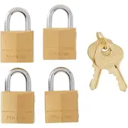 Master Lock Padlock, Solid Brass Lock, 3/4 in. Wide, 120Q (Pack of 4-Keyed