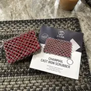 Zylark Cast Iron Scrubber Chainmail Bamboo Towel Cast Iron Chainmail