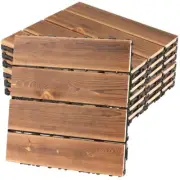 33Pcs Hardwood Interlocking Patio Deck Tiles Wood Flooring DIY Outdoor 12''x12''