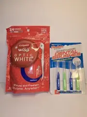 24 Count Travel Mini Toothbrushes Optic White Wisp Disposable Cool Mint & Brushe