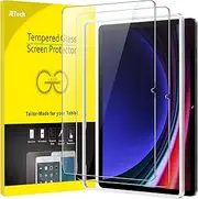 JETech Screen Protector for Samsung Galaxy Tab S9 11-Inch and Galaxy Tab S10 FE / S9 FE 10.9-Inch, with Easy Installation Frame, Tempered Glass Film, HD Clear, 2-Pack