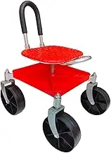 SiaBiced Garden Work Seat with Wheels, Multi-Purpose Adjustable Height Garden Chair, Stool for Gardening, Planting and Garden Maintenance, red, as described