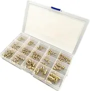 220Pcs Threaded Brass Inserts,M2,M2.5,M3,M4,M5,M6 and 1/4"-20 Heat Set Inserts and Brass Metric Knurled Nuts Assortment Kit for Plastic and 3D Printing Components