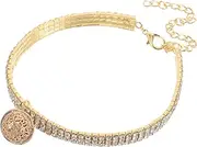 INOOMP Rhinestone Pet Collar with Bell Adjustable Elastic Necklace for Dogs and Cats Sparkly Accessory for Everyday Wear Design with Glamorous Rhinestones