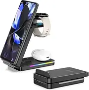 Wireless Charging Station for Google Pixel Watch 3/2 (Not for Watch 1), 3 in 1 Wireless Charger Stand for Google Pixel 9 Pro/9/8/7/6/5/4, Pixel Buds Pro