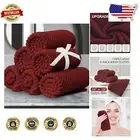 Elegant 6PC Burgundy Washcloth Collection - Quick Dry, Zero-Twist Cotton Towels
