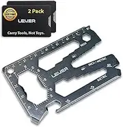 Lever Gear Toolcard Pro - 40 in 1 Credit Card Multitool. Slim, Minimalist Survival Wallet Tool. TSA Approved Pocket Tool. (Stonewash, 2-Pack)