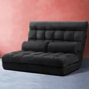Artiss Lounge Sofa Bed 2-seater Charcoal Suede,Foldable Sleeper Sofa,Futon Bed