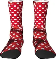 [EdWal] Soft red white polka dot print Moisture Wicking Socks Sports Socks for Men and Women Warm thermal Boot Hiking Socks
