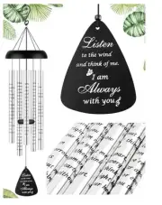 Fabuday Wind Chimes Sympathy Gift “Without Me…” Loving Message Remembrance Poem