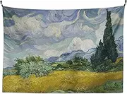 Spanker Space Heavy Duty Famous Oil Painting Artistic Wheat Field with Cypresses Van Gogh Aesthetic Fabric Art Tapestry Wall Hanging with Accessories, Bedroom Home Dorm Wall Art Decor, 60"x80"