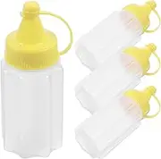 HOLIDYOYO Mini Condiment Squeeze Bottles: 4pcs Mini Ketchup Bottles Salad Dressing Bottles Sauce Bottle Containers Cap Lids for Bento Lunchbox Bbq Picnic Yellow