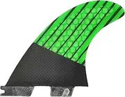 Lekezong Surfboard Thruster Fins Set,Fiberglass Honeycomb Carbenfiber Green,Reinforced G5 Surf Fin, 3 Fins Tri-fins for FCSII Tool-Less Surf Boards, Surfing Longboard, Shortboard
