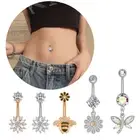 Dangled Belly Button Rings Surgical Steel Navel Piercing Crystal Bee Belly _LR