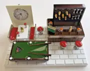 Miniature Clock Retro Diner Billiards Bar Shelf Clock Man Cave Nero Quartz RARE