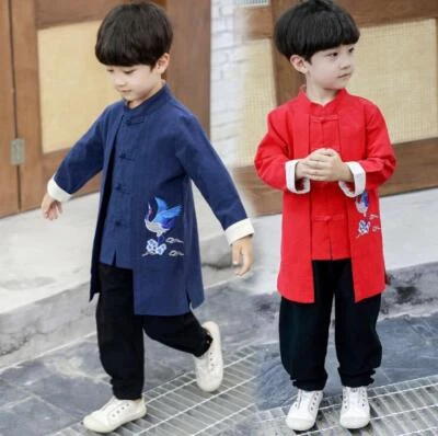New 2PCS Chinese Style Boys outfits Set Kids Children Tops+pant Sets Tang suit