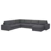 KIVIK corner sofa, 6-seat w chaise longue, Gunnared medium grey
