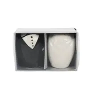 2.5" Black White Bride Groom Salt Pepper Shakers Wedding Favors Gift Box Party