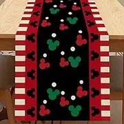 Seliem Red Black Table Runner, Funny Christmas Cute Polka Dot Home Kitchen Decor, Winter Holiday Seasonal Vintage Burlap Dining Decoration Indoor Outdoor Party Supply 13 x 72 Inches