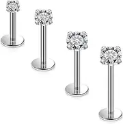 [Dyknasz] Medusa Piercing Jewelry Internally Threaded Titanium Tragus Piercing jewelry Flat Back Earrings Lip Rings Studs Snake Bite Monroe Labret Studs for Women Men 16g