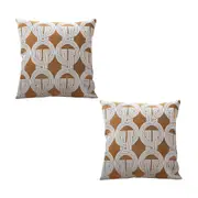 SOGA 2X 50cm Throw Pillow Brown Circular Chain Jacquard Decorative Square for Home Decor