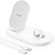 Anker Wireless Charging Station, PowerWave Sense 2-in-1 Stand with Watch Charging Holder for Apple Watch SE/6/5/4/3/2/1, iPhone 12/12 Pro/12 Pro Max/SE (Watch Charging Cable & AC Adapter Not Included)