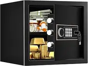 1.6 Cub Fireproof Safe for HOME USE, Anti-Theft Digital Security Safety Box with Electronic Keypad, Spare Keys and Removable Shelf, Home Safe Box Fireproof Waterproof for Money Medicine Document
