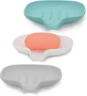 Drainable Soap Dish - Bar Soap Holder For Shower/bathroom - Self Draining Soap Tray/saver For Kitchen (3 Pack)