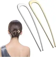 French Hairpin, 2 Pieces Metal Hair Pins, U-Shaped Hair Pins, Large French Hair Pins, Twist Hair Pin & Hair Forks for Women and Girls, Vintage Hair Accessories for All Hair Types