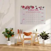 Floral Acrylic Wall Calendar Family Planner, Monthly and Weekly Dry Erase Board