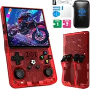 2025 New Upgrade R36MAX Retro Handheld Game Console with 128GB Built-in 22000 Classic Games, Portable Hand Held Open Source Linux System 4.0-in 4k HD IPS Screen Video Player (Red 128GB)