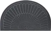 Half Round Door Mat Entrance Rug Floor Mats, Non-Slip Welcome Entrance Way Rug, Durable Rubber Door Mats for Garage, Patio, High Traffic Areas, Washable (24"x36" Grey)