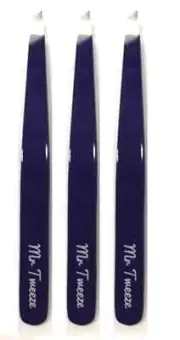 Mr Tweeze Stainless Steel Slant Tweezer, Purple (3 Pack) Compares to TweezerGuru