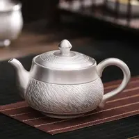 在飛比找樂天市場購物網優惠-999純銀茶壺陶瓷鎏銀茶壺大號家用功夫茶具過濾孔單壺泡茶器過