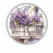 Purple Art View from Balcony View Wall Clock Flower art 3 size choices