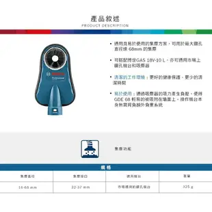 【台北益昌】含稅 BOSCH 博世 鎚鑽 槌鑽 鎚鑽 電鑽 專用 集塵器 GDE 68